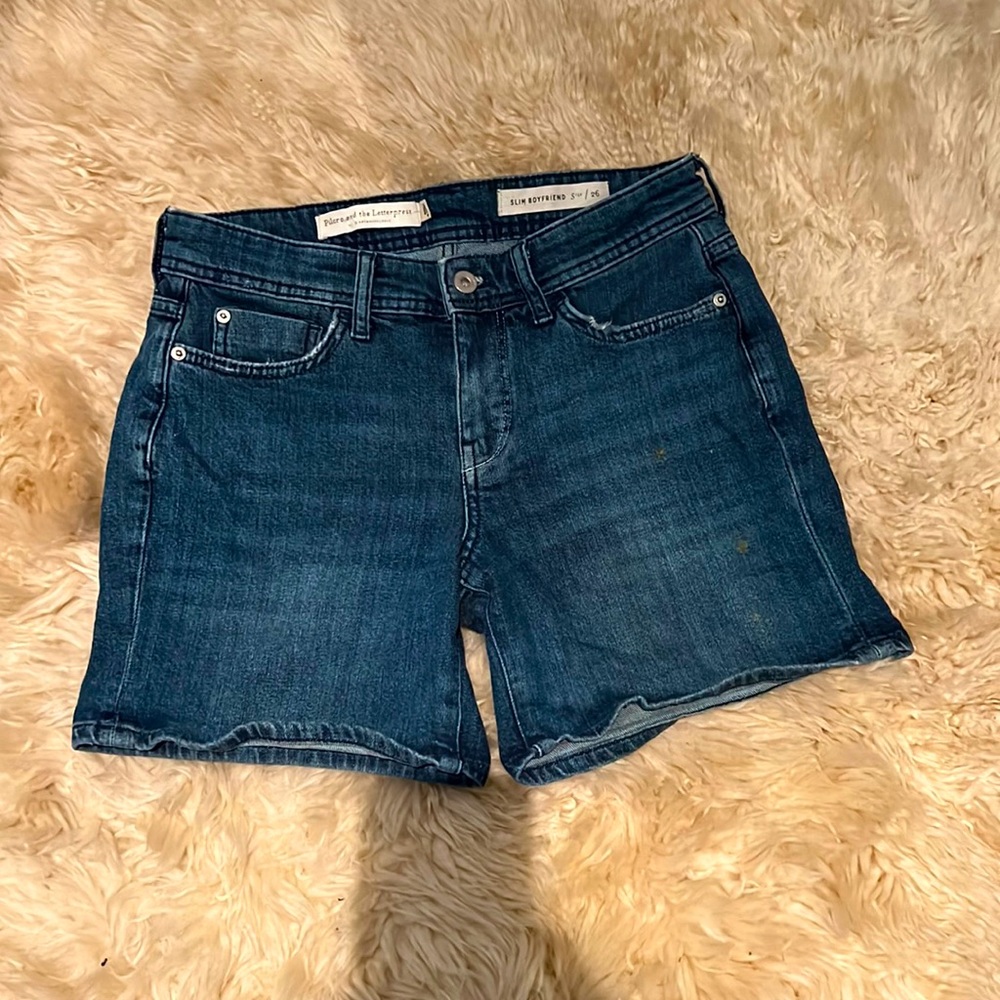 Pilcro and The Letterpress Stet Roll Up Denim Shorts